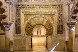 Mihrab and Qibla wall, Mosque of Cordoba, completed c. 786, mihrab redesigned in 10th century 