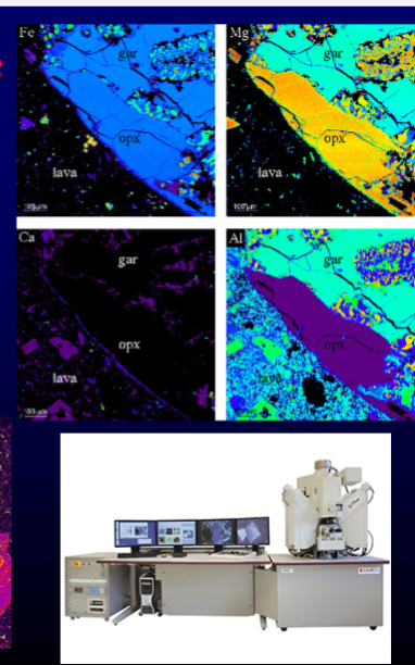 <p><span style="color: #000000">Bombard sample with an electron beam to excite sample</span><span style="color: #000000"><br></span><span style="color: #000000">Can analyze small spot (micron) scan to make map</span></p><p><span style="color: #000000">Good for mineral/glass analysis</span></p><p><span style="color: #000000">To-go major elements in-situ analysis.</span></p>