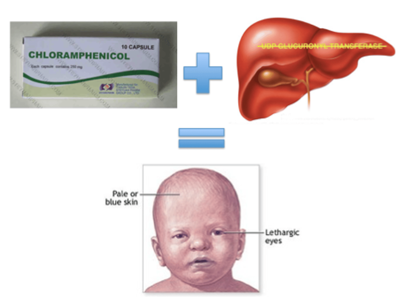 <p>'grey baby' syndrome</p>