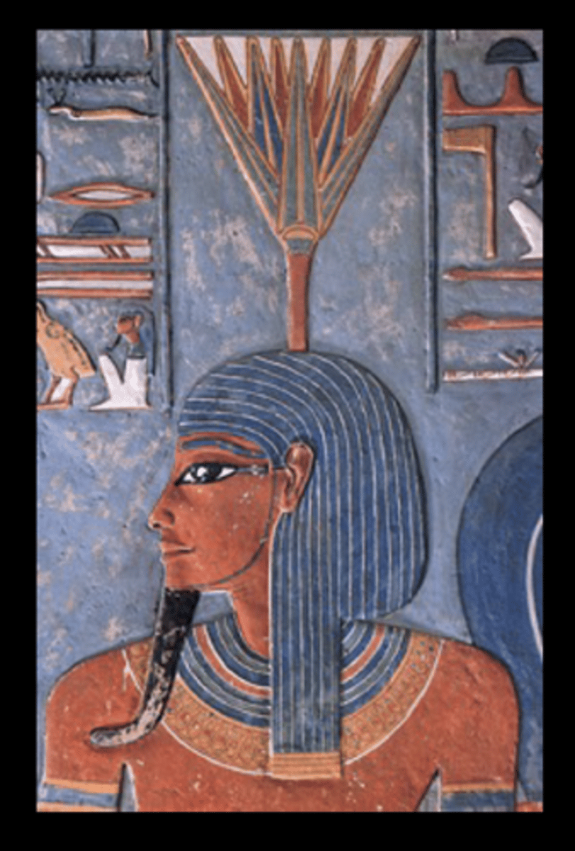 <p>-god associated with beauty, perfume, and the lotus flower, often depicted as a young man wearing a lotus blossom on his head.</p><p>-He was believed to embody the fragrance and beauty of the lotus flower, symbolizing rebirth, purity, and spiritual enlightenment.</p><p>-Nefertem was considered a protective deity, particularly against harmful influences and malevolent forces, and was invoked for healing and rejuvenation.</p><p>-He was worshipped in temples throughout Egypt, with his cult center located at Memphis, where he was venerated as a divine healer and guardian of the royal household.</p>