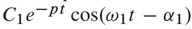 <p>If we have a mass-spring-dashpot system, that’s underdamped and the equation x(t) is in the form shown in the image, what is the value of p</p>