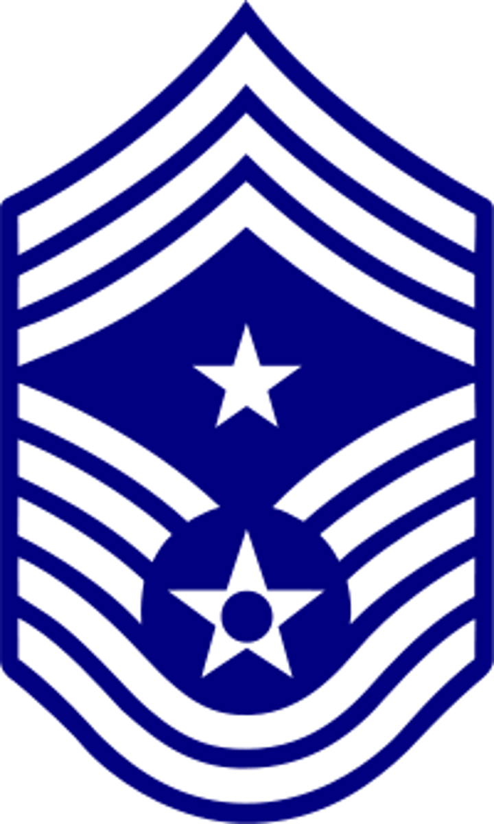 <p><span><span>Command Chief Master Sergeant - Chevron of 8 stripes with a star</span></span></p>
