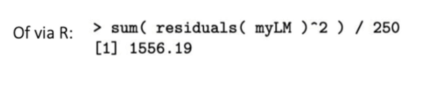 <p>zie formuleblad: σ²ε = SSRes/n-2</p>