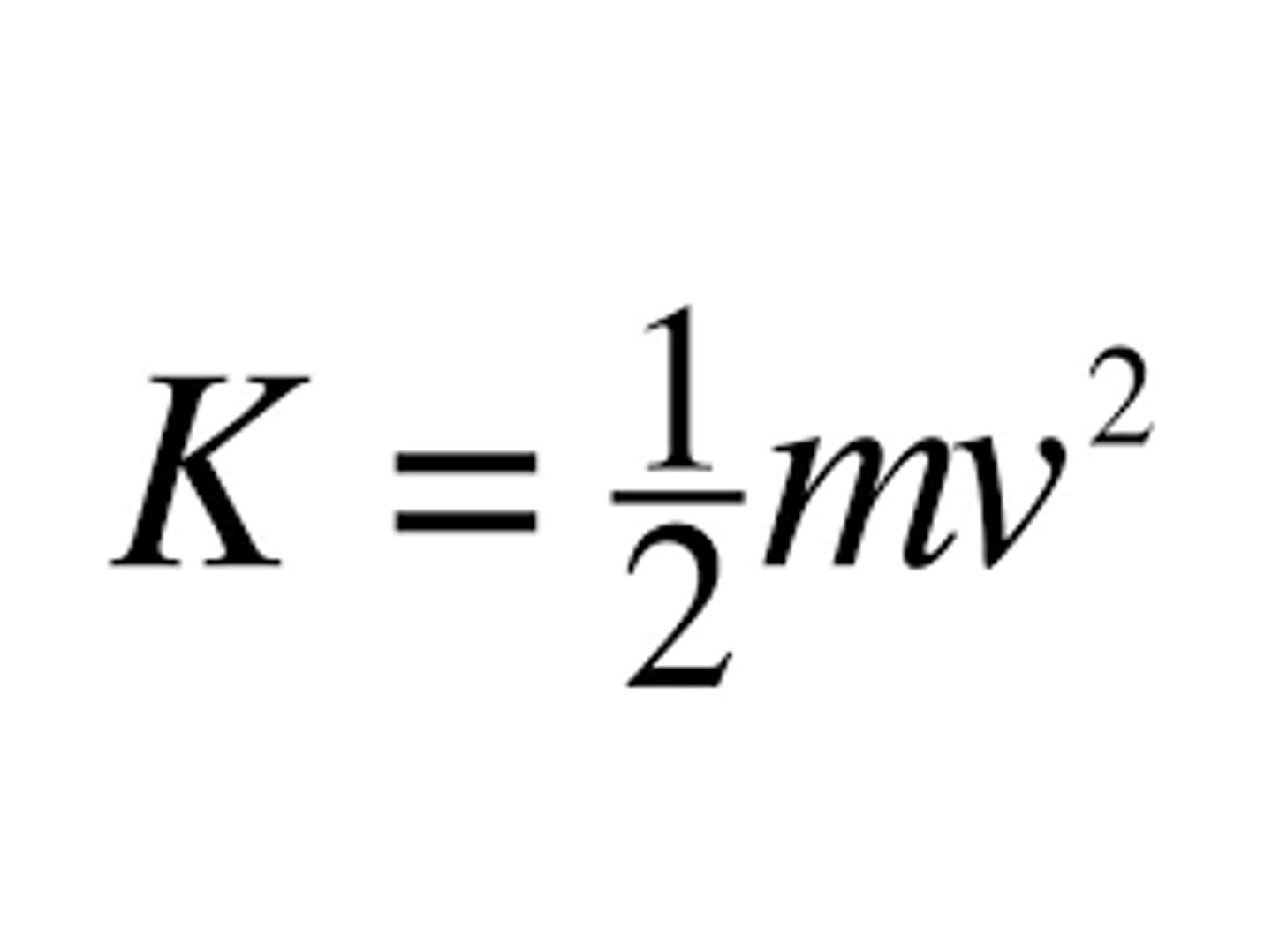 <p>KE = 1/2 * mv^2</p><p>m = mass</p><p>v = velocity (🚫 volume!)</p><p>KE = 1/2 mv^2 = 3/2 RT</p><p>High T = KE wins (gas)</p>