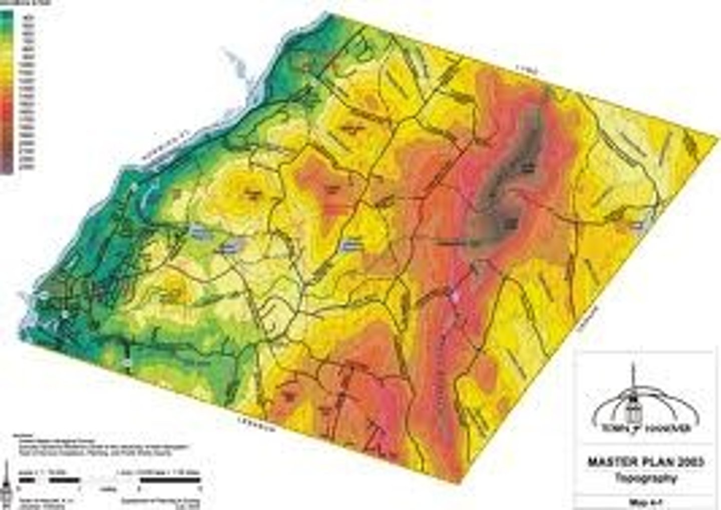 <p>The arrangement of the natural and artificial physical features of an area: the topography of the island. a detailed description or representation on a map of the physical features of an area.</p>