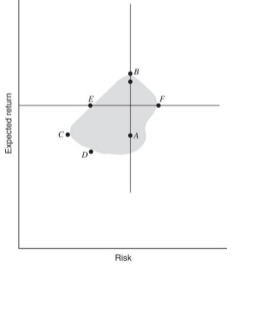<p>plot depicts all possible portfolios or assets in the risk-return space</p>