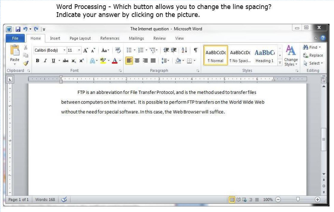 <p>Which button allows you to change the line spacing?</p>