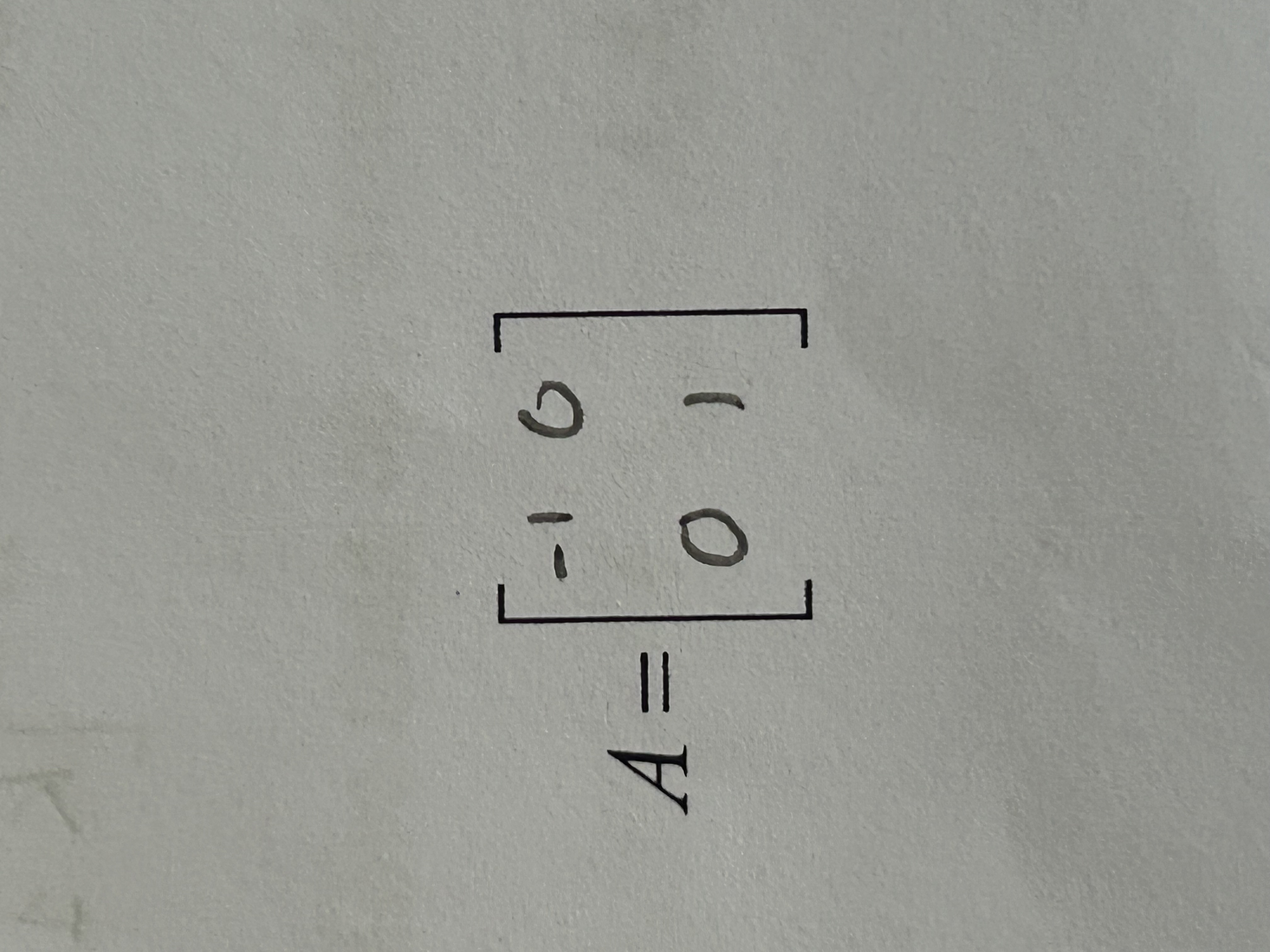 <p>A= [-1 0, 0 1]</p>