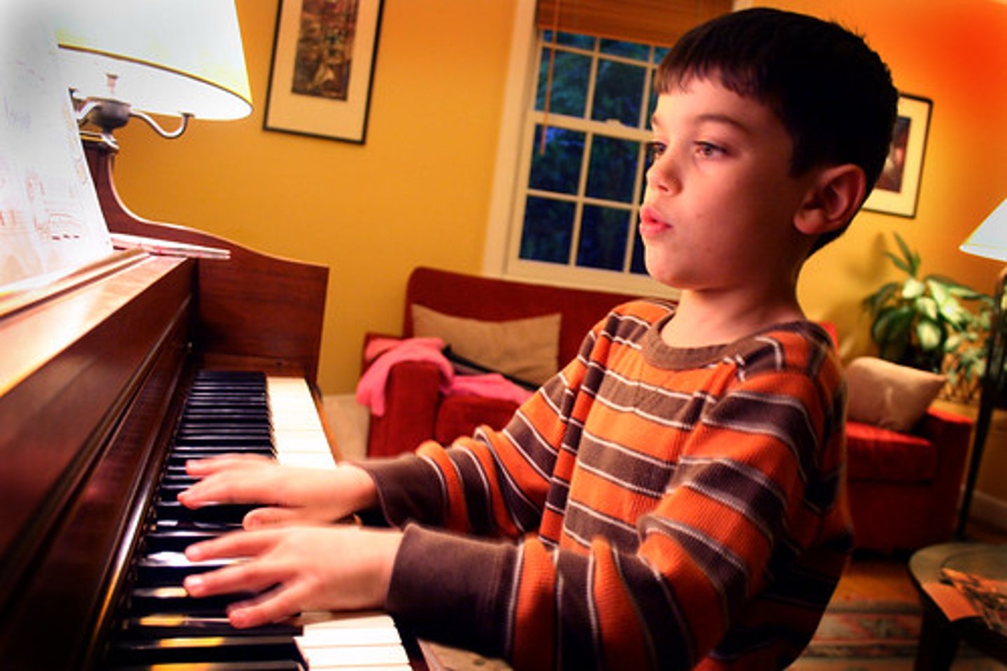 <p>luyện đàn piano</p>