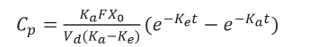 <p>Using the attached equation solve the following problem:</p><p>Drug Y (150 mg) is given as an oral solution and has the following pk parameters: </p><ul><li><p>t1/2= 8hr</p></li><li><p>Ka= 0.25h</p></li><li><p>Vd= 10L</p></li><li><p>F=1</p></li></ul><p>What will be the plasma concentration at 12 hours after the dose is administered?</p><p></p>