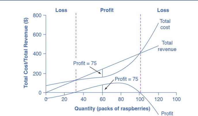 <ul><li><p>for a perfectly competitive firm, this is a straight line sloping up</p></li><li><p>the slope is equal to the price of the good</p></li></ul><p></p>
