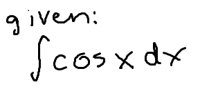 <p>The integral of cos(x)</p><p>(note: this is the same as cos(u))</p>