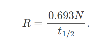 <p>the equation R = λN, where λ is the decay constant. </p>