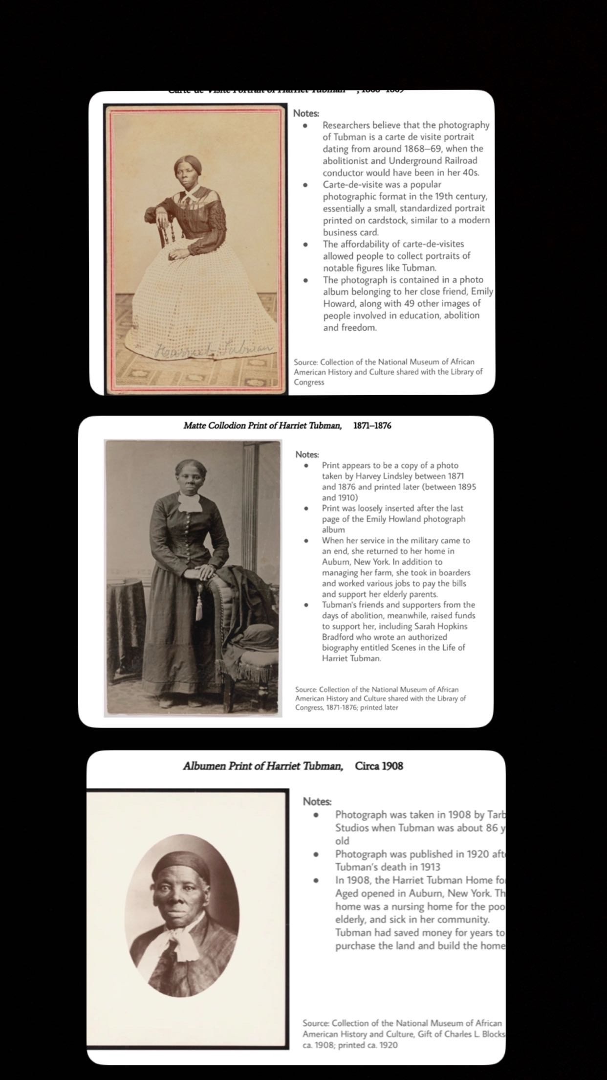 <p>#52 Photographs of Harriet Tubman Throughout Her Life </p>