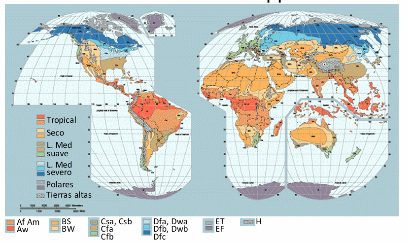 <p>¿Cuál es la tercera subdivisión para la clasificación climática de Köppen?</p>