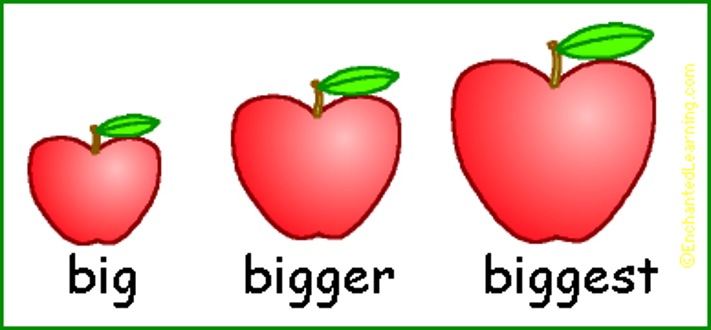 <p>Are used to compare at least 3 things or 3 groups of things. For example, I am in the smallest class in the school. The car at the end of the street is the nicest.</p>