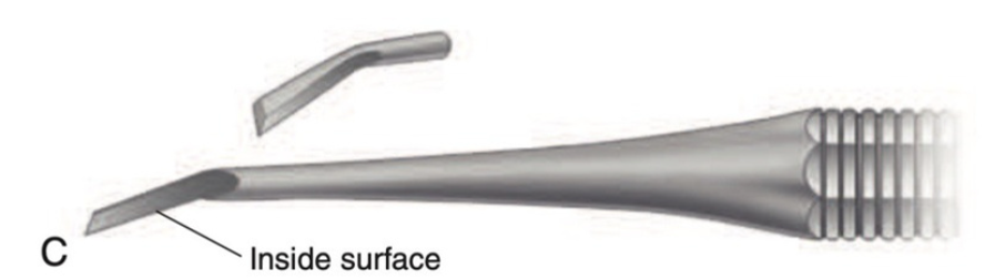 <ul><li><p>For sharpening line angles and creating retentive features in dentin in preparation for gold restorations.</p></li><li><p><span style="color: red;"><strong>Also used when placing a bevel on enamel margins.</strong></span></p></li></ul><p></p>