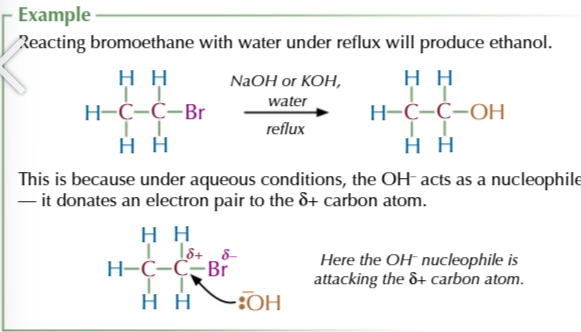 <p>=  ALCOHOL via nucleophilic substitution</p>