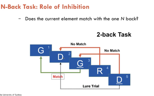 Does the current element match with the one N back?

False responses due to lure