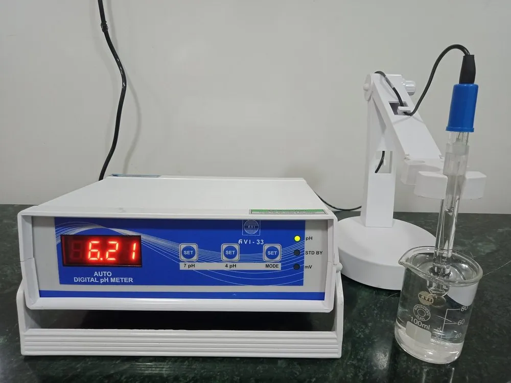 <p>a scientific instrument that measures the hydrogen-ion activity in water-based solutions, indicating its acidity or alkalinity expressed as pH</p>