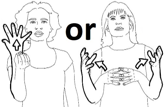 (1) Hold you hand before your shoulder
with fingers touching and then move it
upwards and end with the fingers apart
(2) Hold the hands before your lower
chest with fingers open and touching
and move them up and out to the sides
