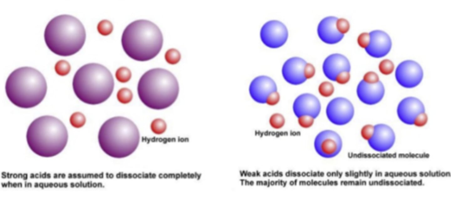<p>What does a weak acid/base mean?</p>