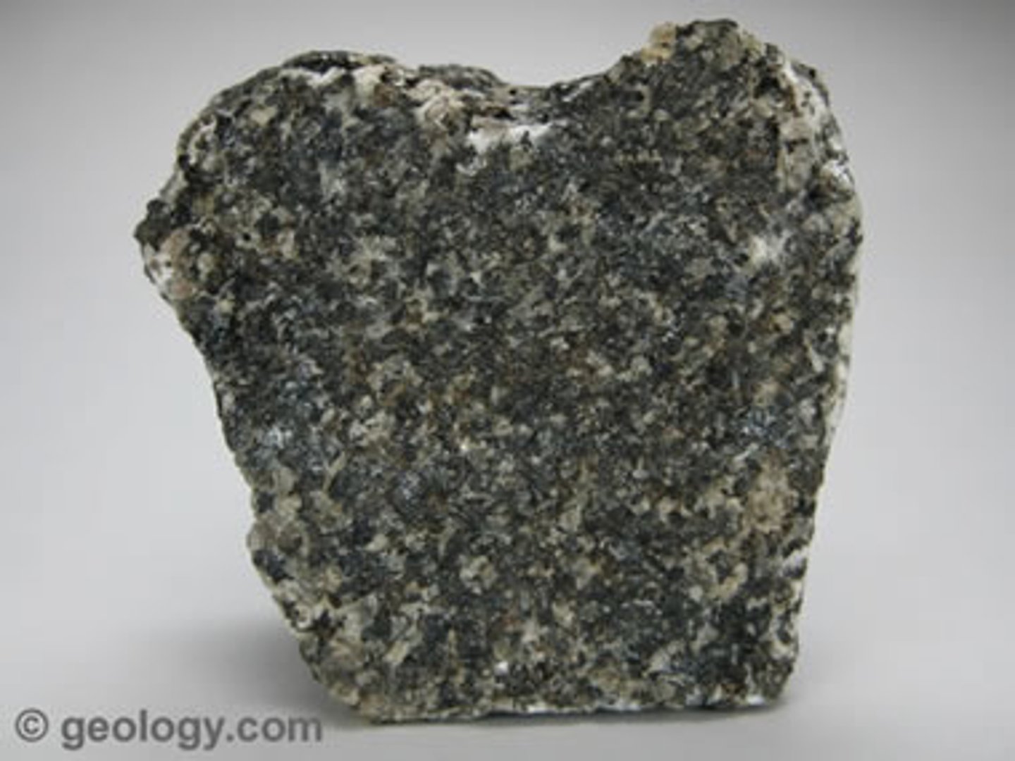 <p>Texture: Phaneritic</p><p>Color: Dark grey/black</p><p>Minerals: anorthite, hornblende, augite, olivine</p><p>Composition: Mafic</p><p>Formation: Slow cooling of magma</p><p>Location: Divergent boundary beneath the oceanic crust</p>