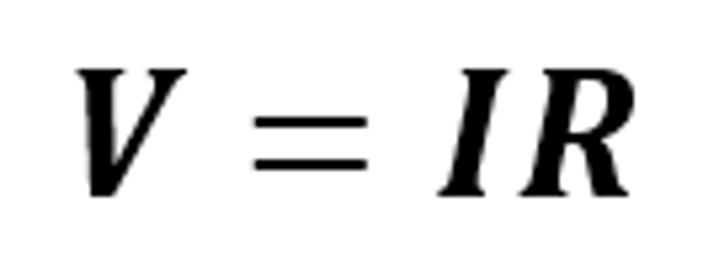 <p>The equation linking potential difference, current and resistance; also known as Ohm's Law</p>