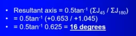 <p></p><p>so the resultant prescription from combination of +4.25/-1.50 × 20 & -2.50/-1.00 × 10 is = </p><p>+1/73 /-2.46 × 16 </p>