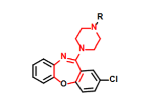 <p>Atypical Neuroleptics - Second Gen Antipsychotics </p><ul><li><p>High affinity at D2, 5-HT2 and H1 receptors (not muscarinic) </p></li><li><p>N-Dealkylation of loxapine —→ Amoxapine —&gt; Moderate SERT and NET blocking activity, which gives it some antidepressants </p></li><li><p>Schizoprhrenia and Biopolar disorder  </p></li></ul><p></p>