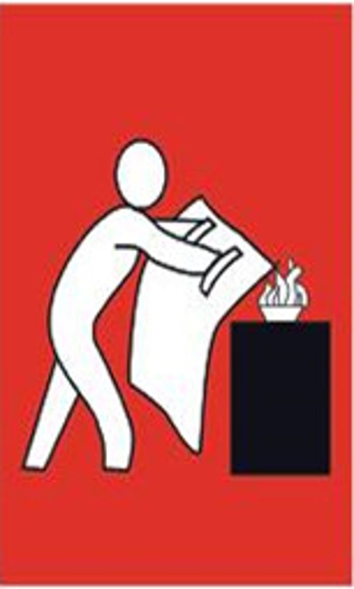 <p>Safety equipment made of specially treated, fire resistant fabric and used to smother fires on desktop, hair or clothes.</p>