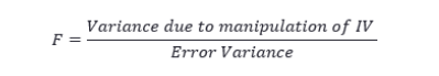 <p>if the manipulation of the IV is responsible for the differences between scores</p><p>fisher ratio is the ratio of variance </p><p>if the error variance is small compared to variance due to manipulation of the IV, the f-ratio will be greater than 1</p><p>if the effect of the IV is small or the error variance is large, the F-ratio will be less than 1 (the effect of the IV is not significant)</p><p>the greater the F-ratio, the better</p><p>the p value needs to be less than 0.05 to be significant</p>