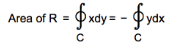 <p>TRUE: The area pf the region bounded by positively oriented, piecewise smooth, simply closed curve C can be represented with A= ∮c ydx and A= ∮c ydx = - ∮c ydx</p>