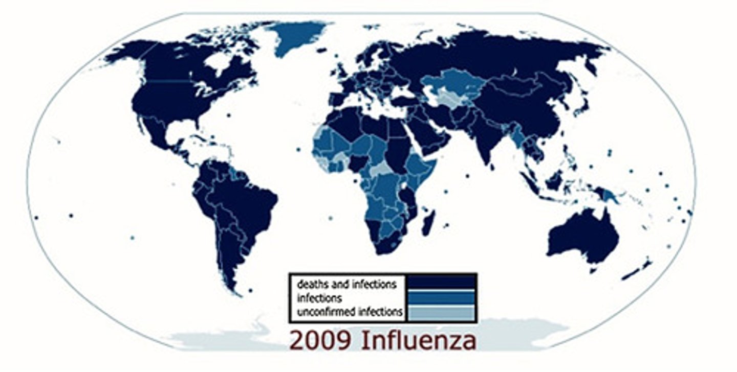 <p>greater than normal frequency throughout world</p>