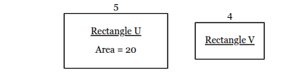 <p>Rectangles U and V are similar. If the area of rectangle U is 20, what is the area of rectangle V? </p>