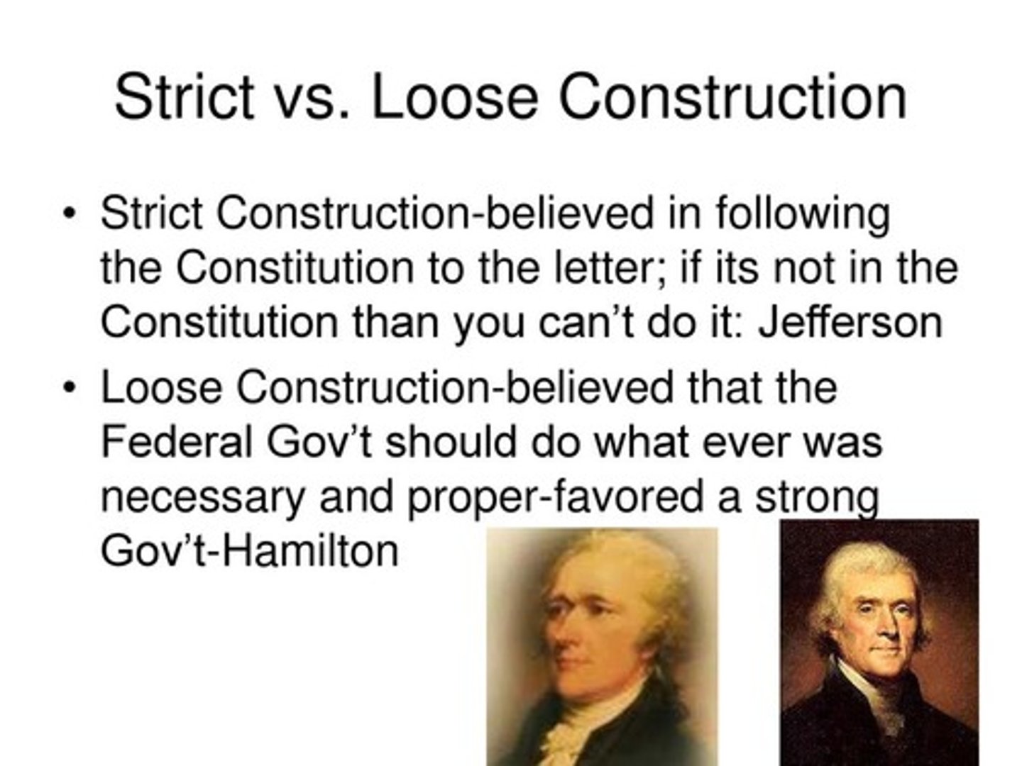 <p>Broad construction, sometimes called "loose construction," is an approach to constitutional interpretation emphasizing a permissive and flexible reading of the Constitution, and especially of the powers of the federal government.</p>
