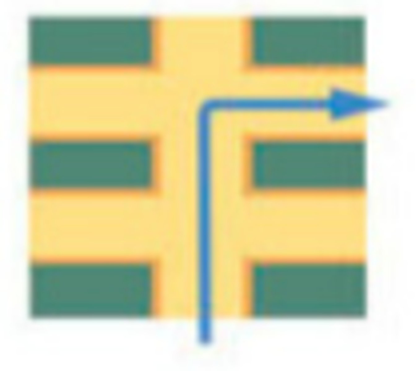 <p>Take the second right</p>