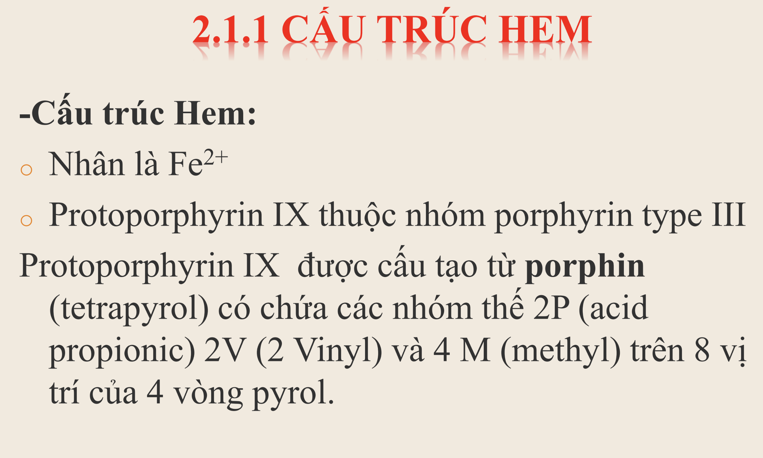 <p><strong>Protoporphyrin trong nhóm heme của Hemoglobin thuộc nhóm Porphyrin loại nào?</strong></p><p>A. Porphyrin type I</p><p>B. Porphyrin type II</p><p>C. Porphyrin type III</p><p>D. Porphyrin type IV</p>
