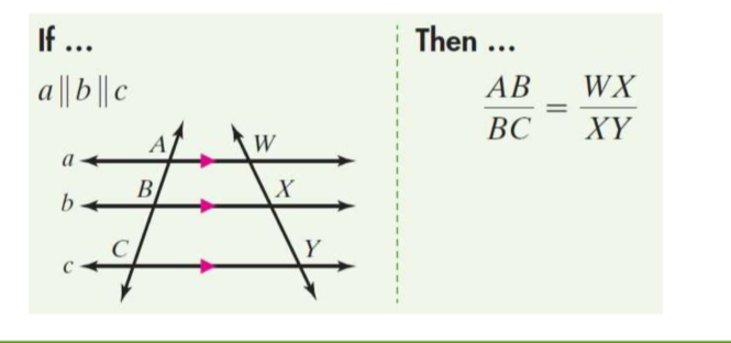 if 3 or more parallel lines intersect two transversals then the segments intercepted on the transversals are proportional
