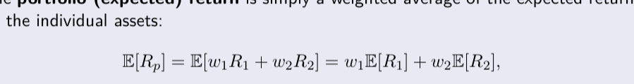 <p>Definition of portfolio (expected) return</p>
