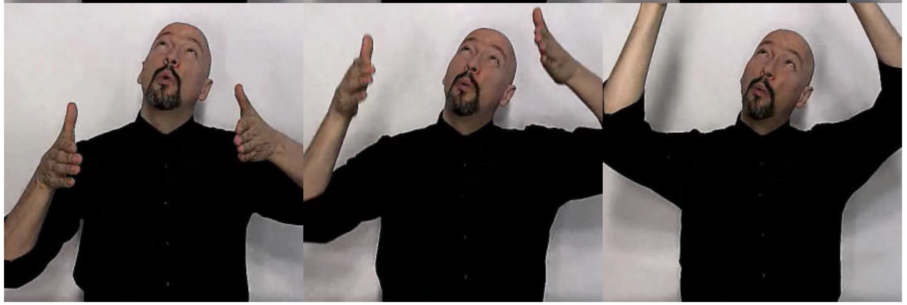 <p>Sign “BUILDING” and then move both of your hands straight up into the air to convey the height of the building</p>