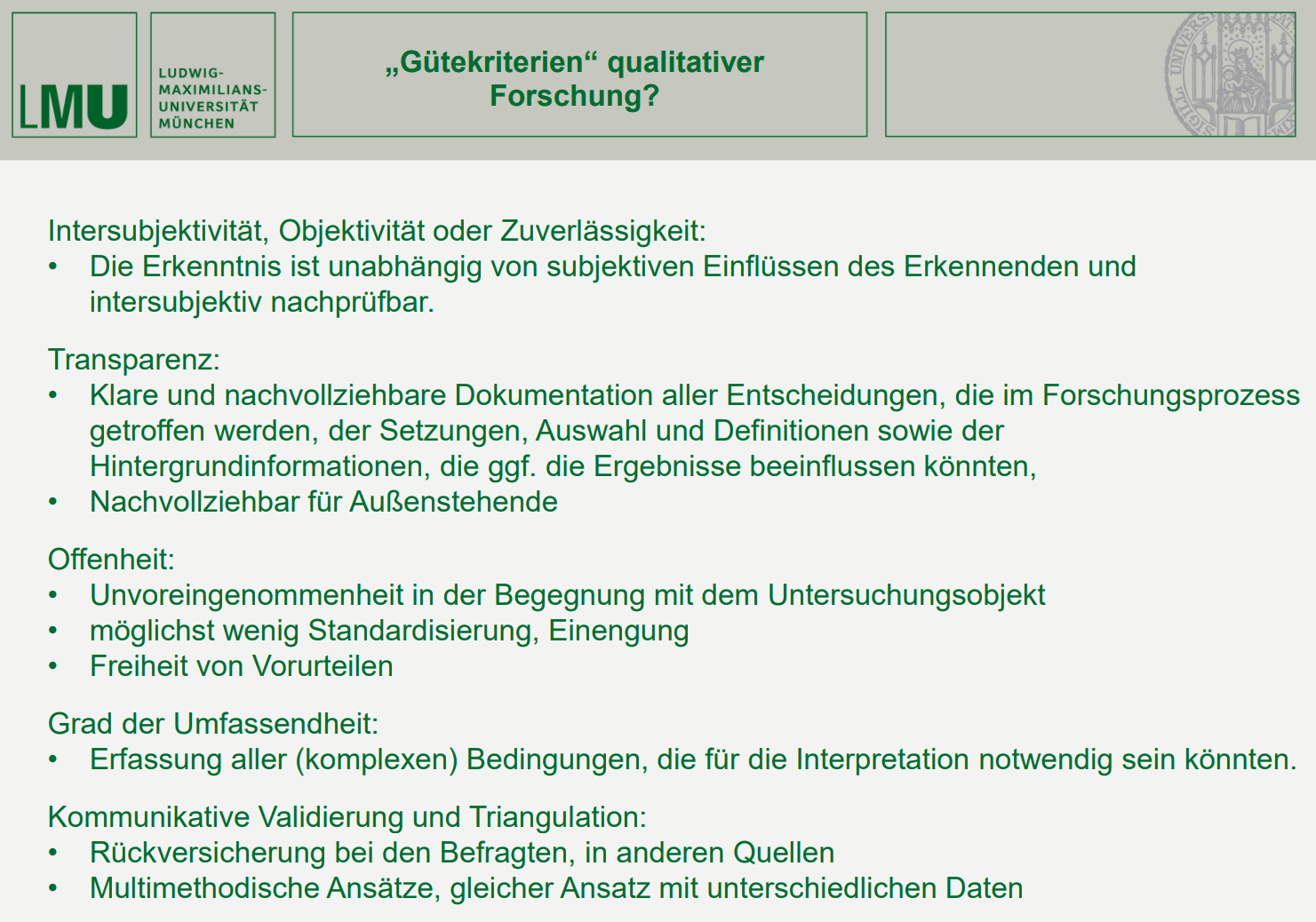 <p>„Gütekriterien" qualitativer Forschung</p>