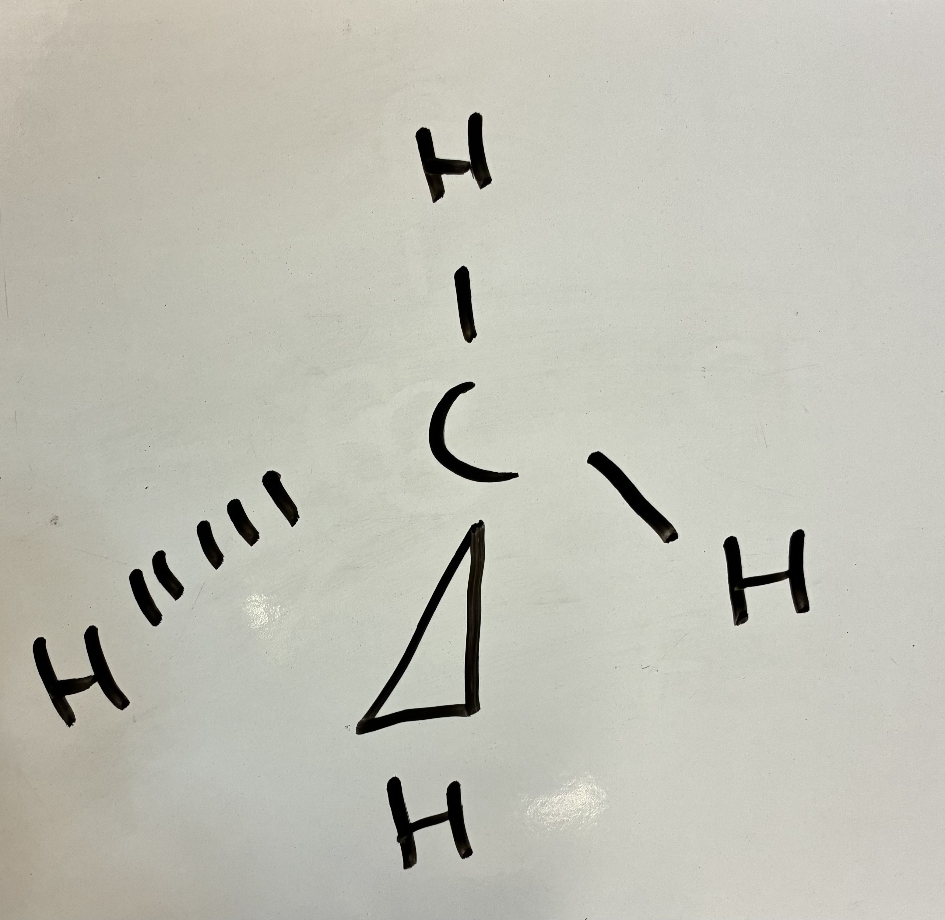<p>Tetrahedral shape</p><p>109.5 degrees</p>