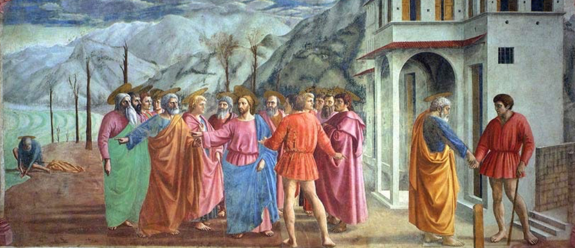 <p>The Brancacci Chapel: <em>Tribute Money</em></p>