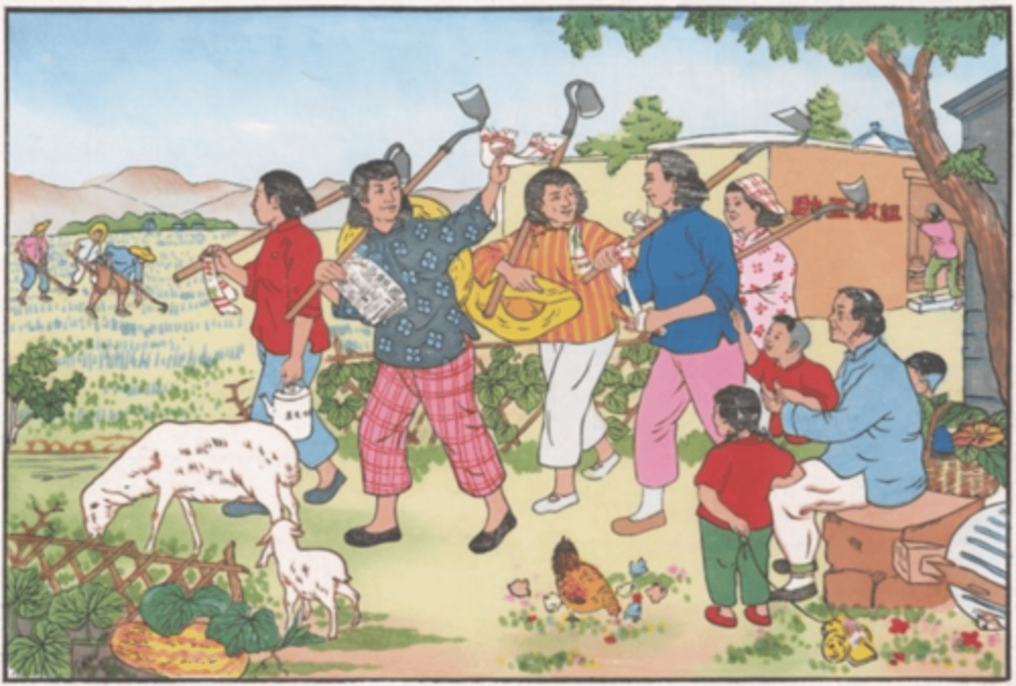 <p>Land was jointly owned so one large crop could be grown efficiently</p><p>Resources could be pooled to buy equipment, fertilisers, and seeds</p><p>30-50 families on each farm</p><p>Many peasants did not want to give up private land they had fought for</p><p>By 1957, over 90.5% of China's peasants were in cooperatives</p>