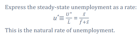 <p>We first start with the SS of unemployment then to make it into a natural rate of unemployment we divide each side by L&nbsp;</p>