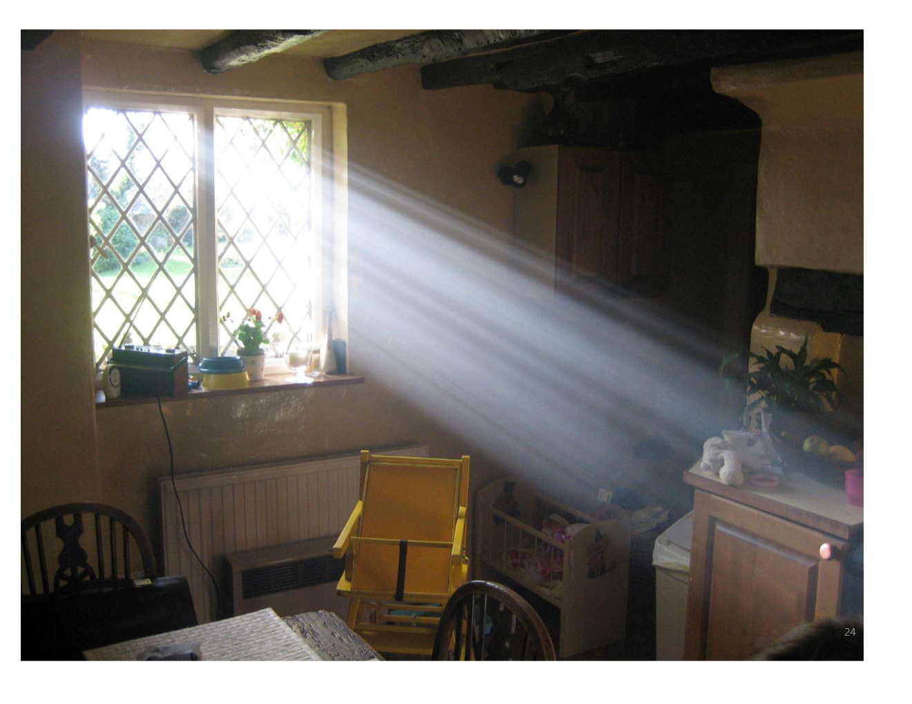 <p>aqueous flare, looks like smoke in sunlight</p>