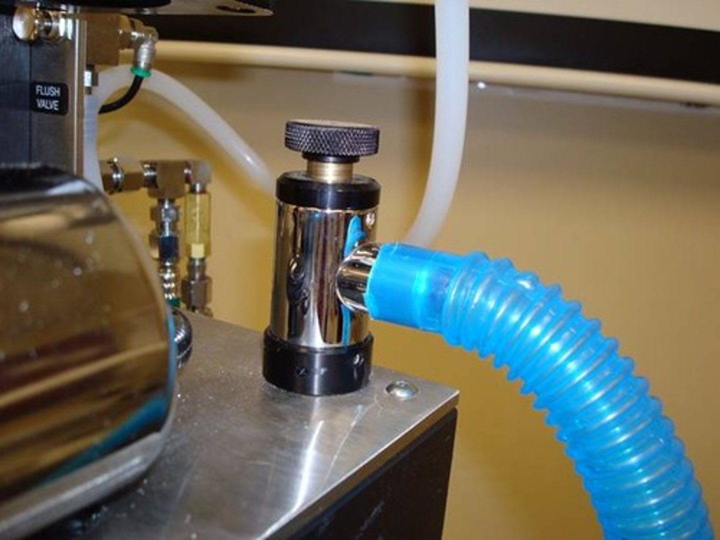 <p>Also known as the pressure relief valve, exhaust valve, adjustable pressure limiting (APL) valve, or overflow valve; this valve is the point of exit of anesthetic gases from the breathing circuit.</p>