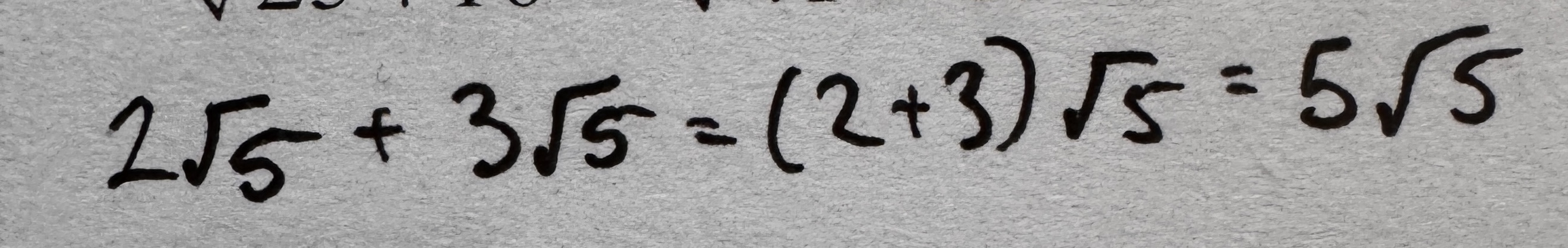 <p>Must be between like radicals. Add/sub coefficients and radicals by group </p>