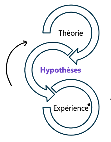 <ul><li><p>Une méthode de recherche scientifique qui consiste à formuler des hypothèses à partir de théories existantes et à les tester par des observations ou des expériences</p></li><li><p>Les réponses peuvent affiner la théorie </p></li></ul><p></p>